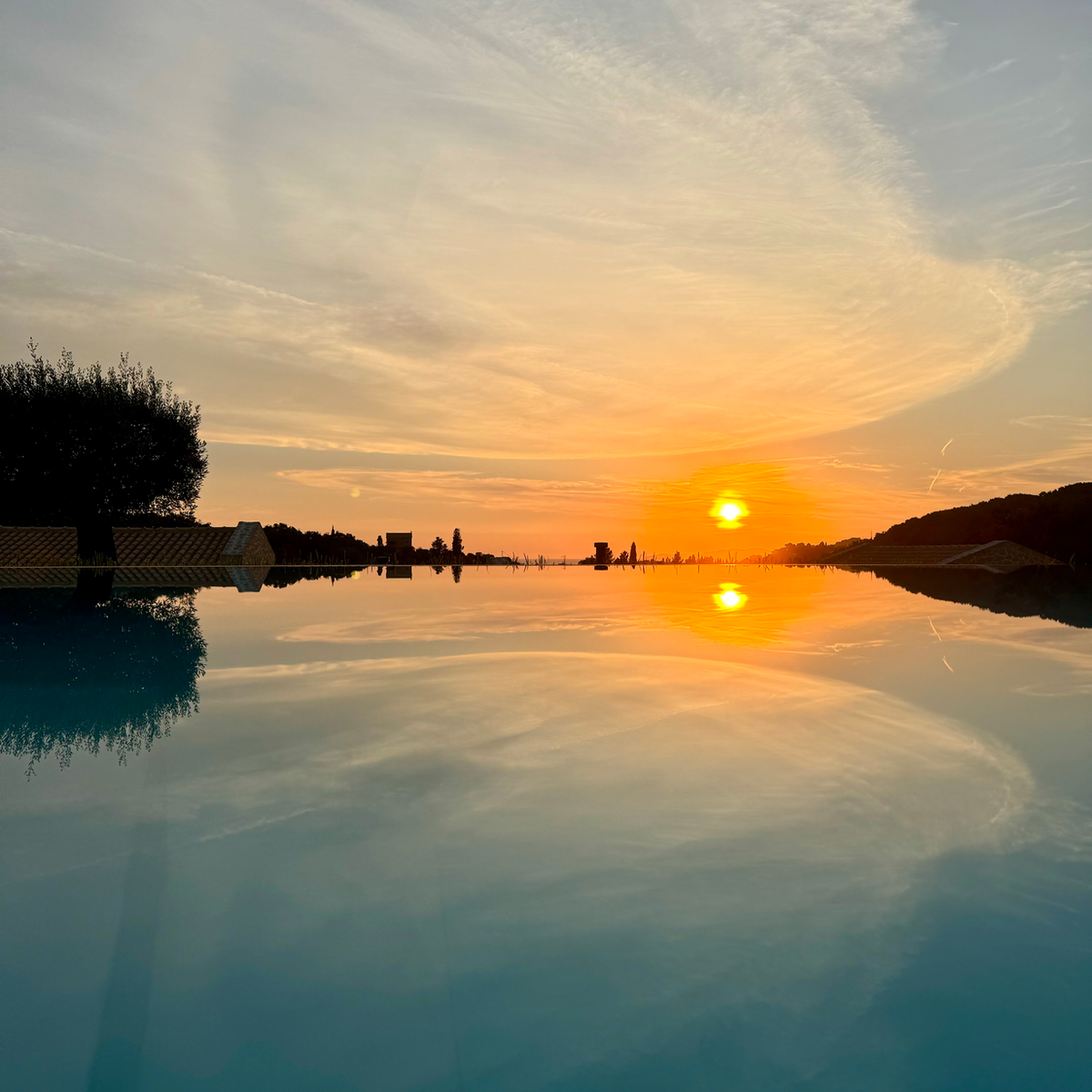 Sunset and pool