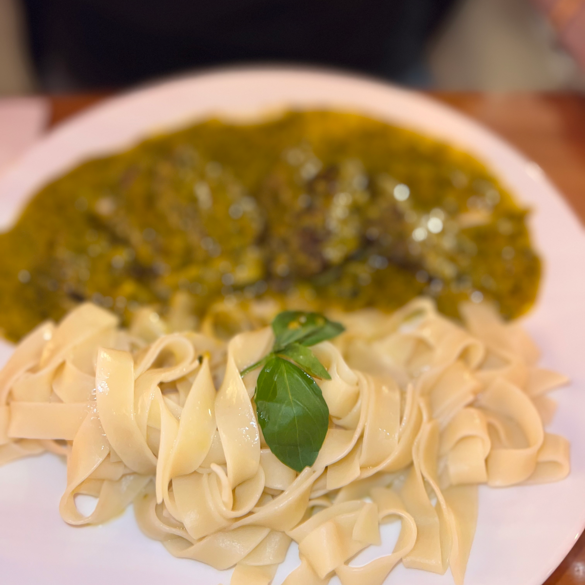 Pasta and green sauce