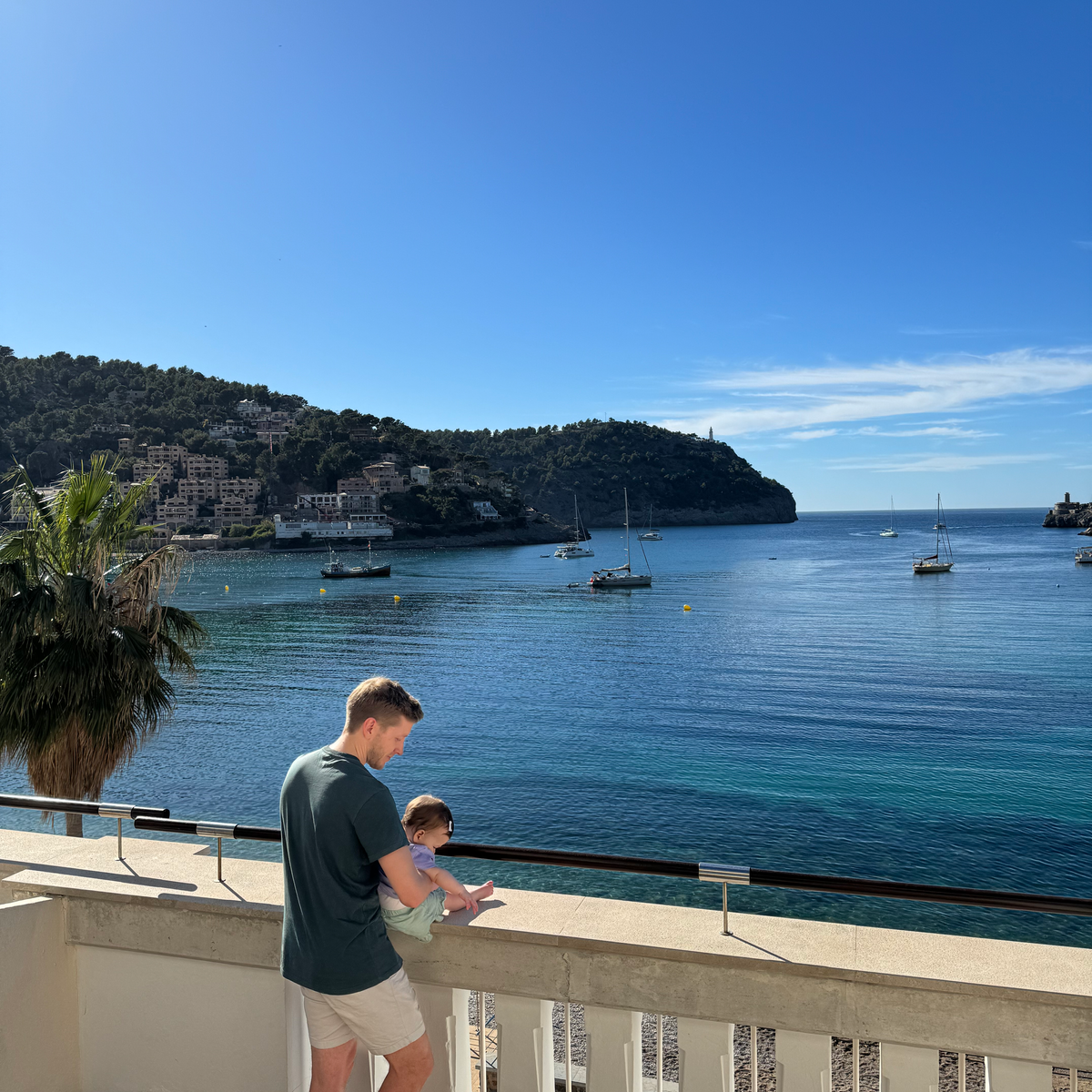 4 DAYS IN MALLORCA WITH A BABY Man and baby with view