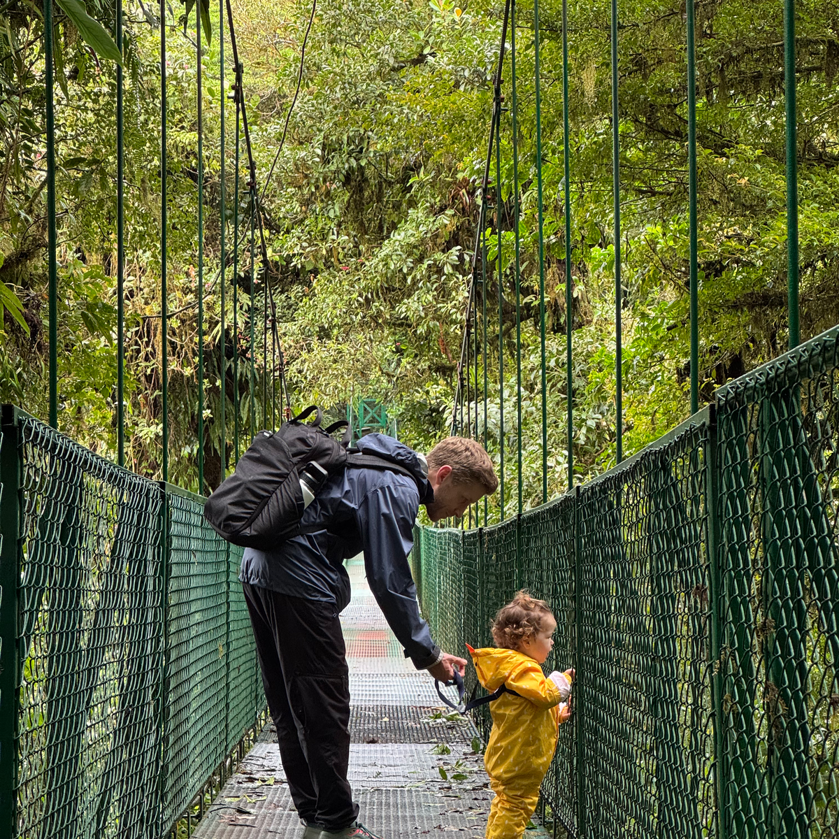 BEST THINGS TO DO IN MONTEVERDE Dad and daughter hanging bridge